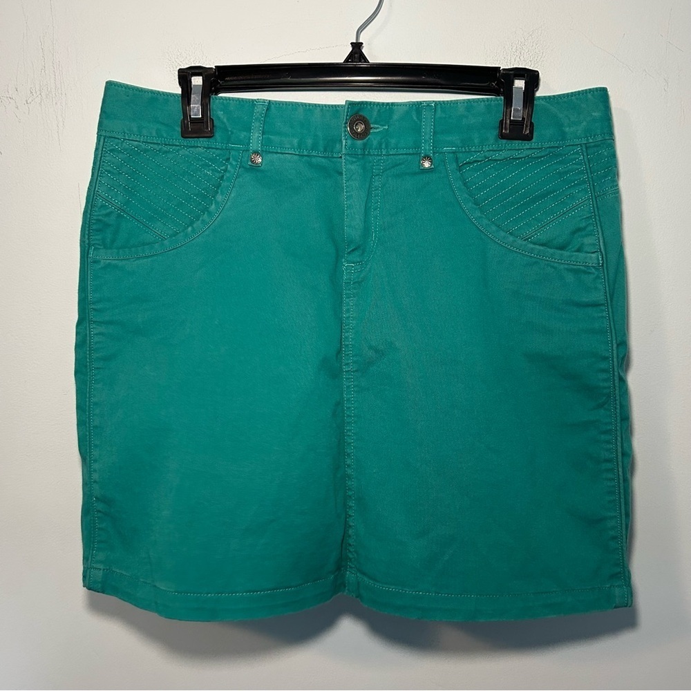 Athleta Turquoise Green Cotton Blend Mini Pencil Skirt Size 6
